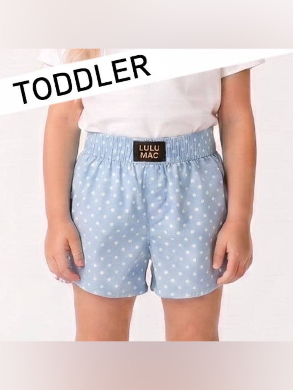 Lulu Mac Light Blue Mini Polka Dot Toddler Shorts
